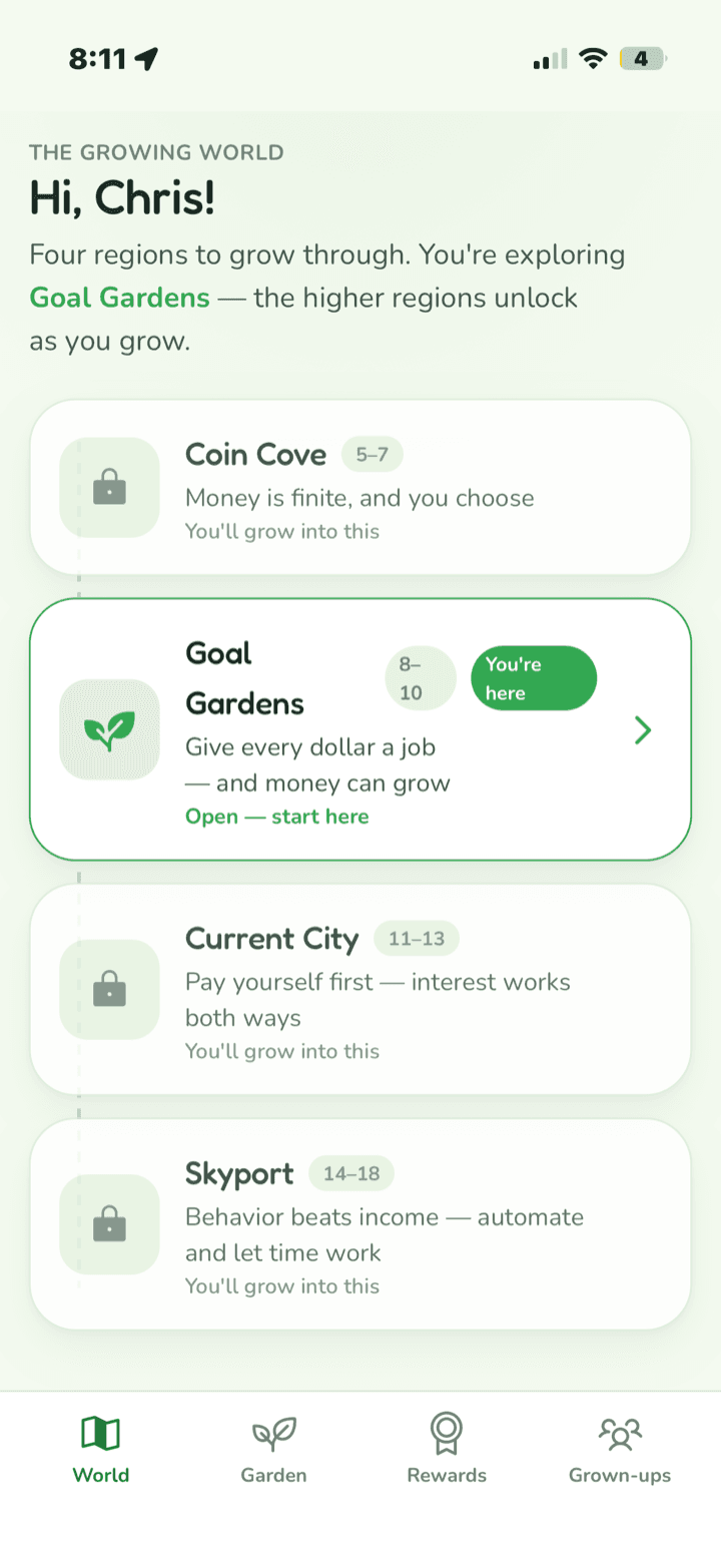 Money Quest app shown on an iPhone