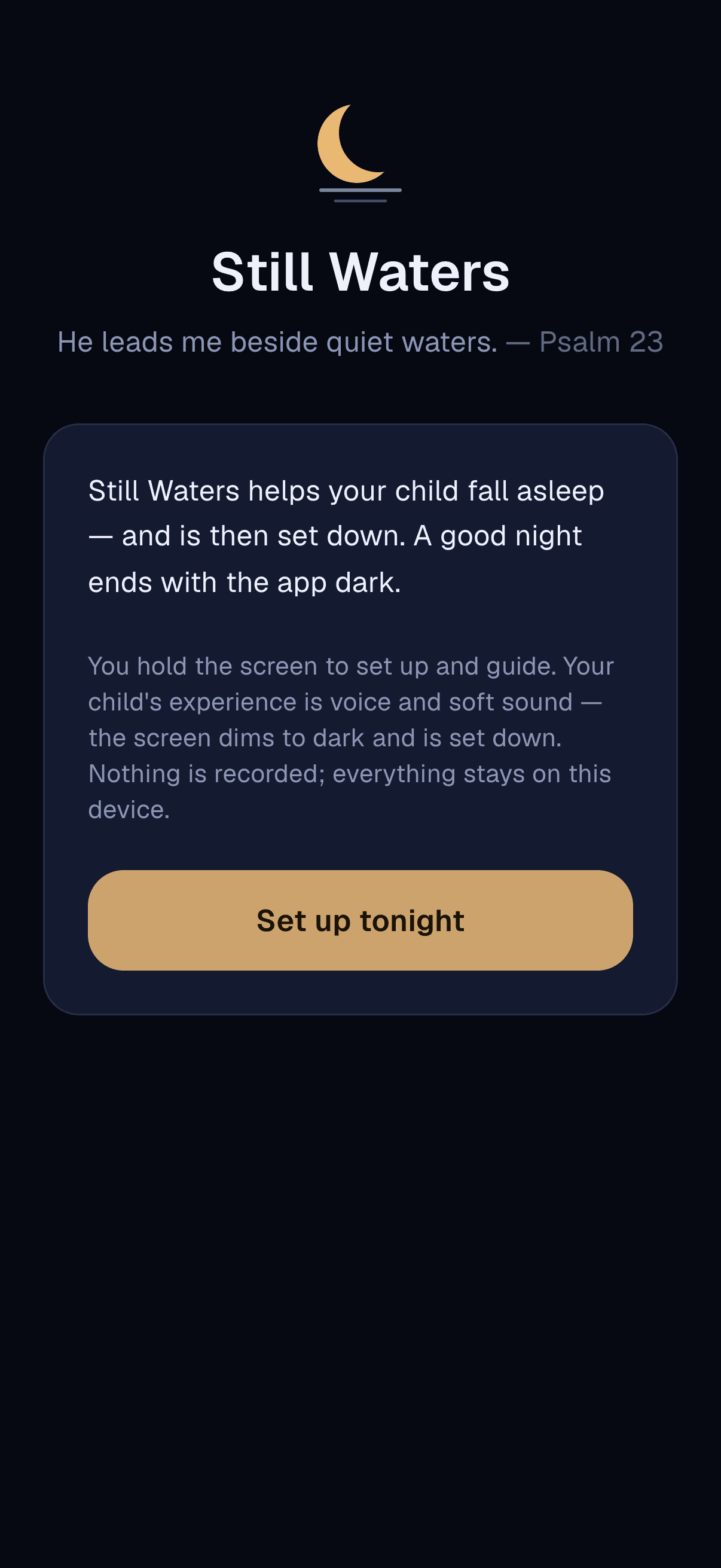 Still Waters app shown on an iPhone